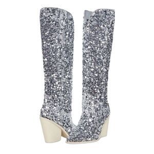 Steve Madden hi heel Boots Tyrus silver Sequin